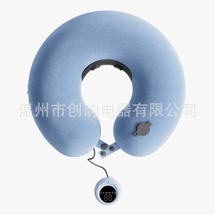 充气按摩旅行枕电动U型枕智能脉冲便携护颈枕长途飞机睡觉靠脖枕|undefined