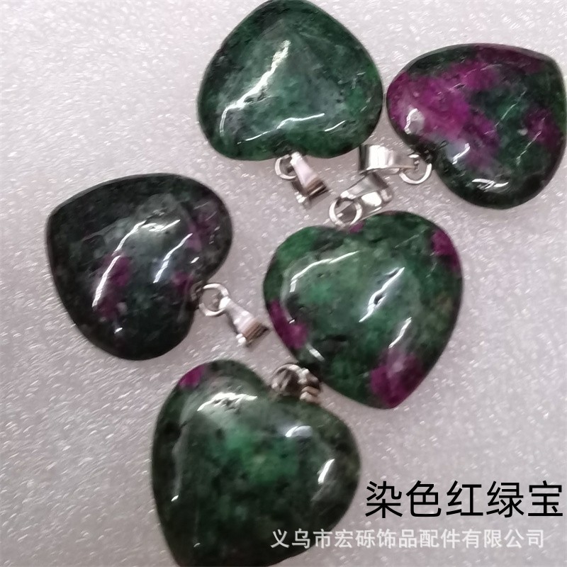 Natural cristal ágata Dongling Jade de doble cara en forma de corazón de amor colgante collar de accesorios de la joyería de la joya de la fábrica al por mayor