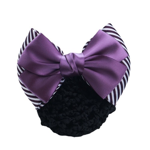 Professional flower hair net bag Korean style striped bow hair accessories nurse hairpin bank hotel stewardess work card