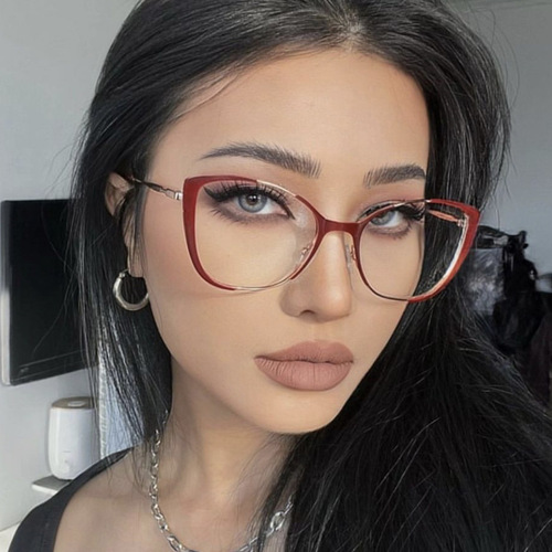 Retro black-framed no-makeup artifact cat-eye gold-rimmed glasses for women with degree myopia, high-end texture, round face, small face