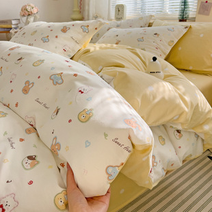 Pure Cotton Single Piece Quilt Cover 100 Cotton Bed Thickeneded Floral Quilt Cover Dormitory Rental Single and Double Twill Cotton Quilt Cover