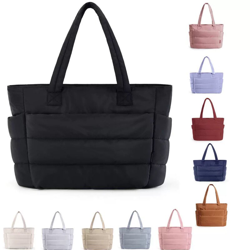 Amazon Large Capacity Women's Handbag High-End Lightweight Cotton down Tote Bag Yoga Fitness Travel Bag Amazon Large Capacity Women's Handbag High-End Lightweight Cotton down Tote Bag Yoga Fitness Travel Bag