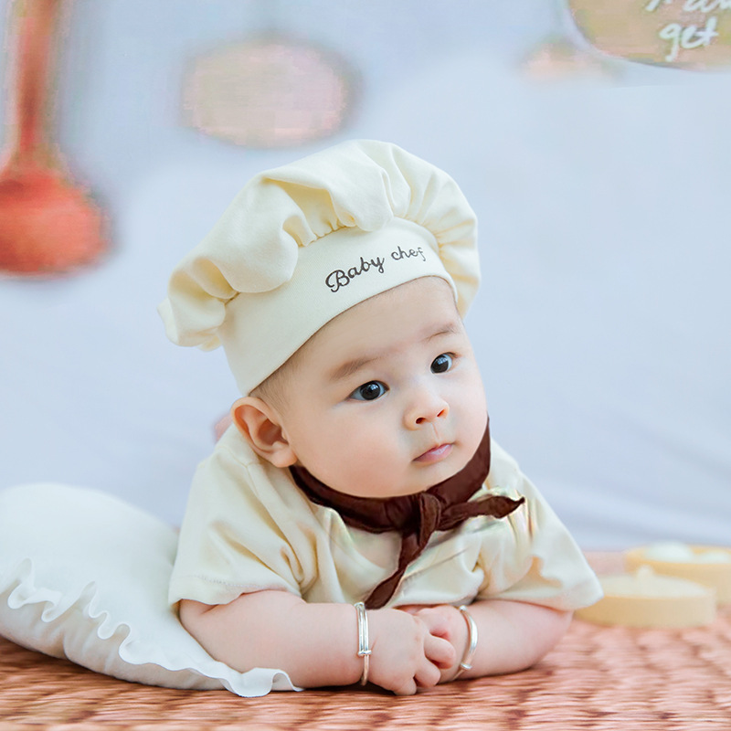 100 days baby photo theme children's photography clothing new photo studio 100 days and a half years old baby chef hat modeling