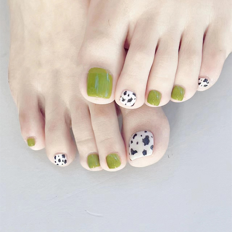 J45-Fresh Cow Wear Toenail Finished Foot Nail Patch Spring and Summer New Fake Toenail Patch Wholesale