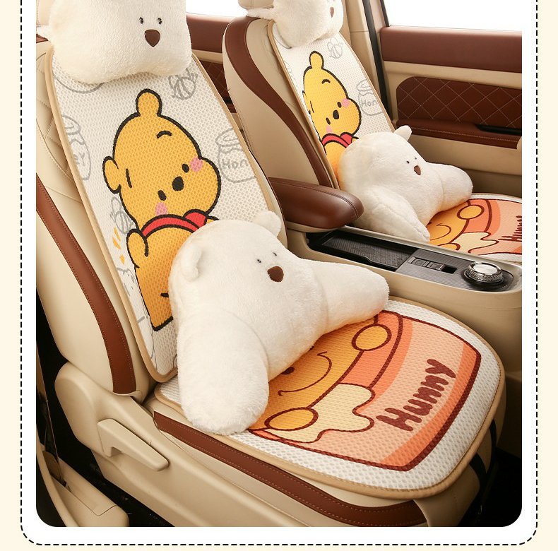 Car seat cushion four seasons universal cute Winnie the Poole girl seat cushion single-piece three-piece seat cover rear butt cushion