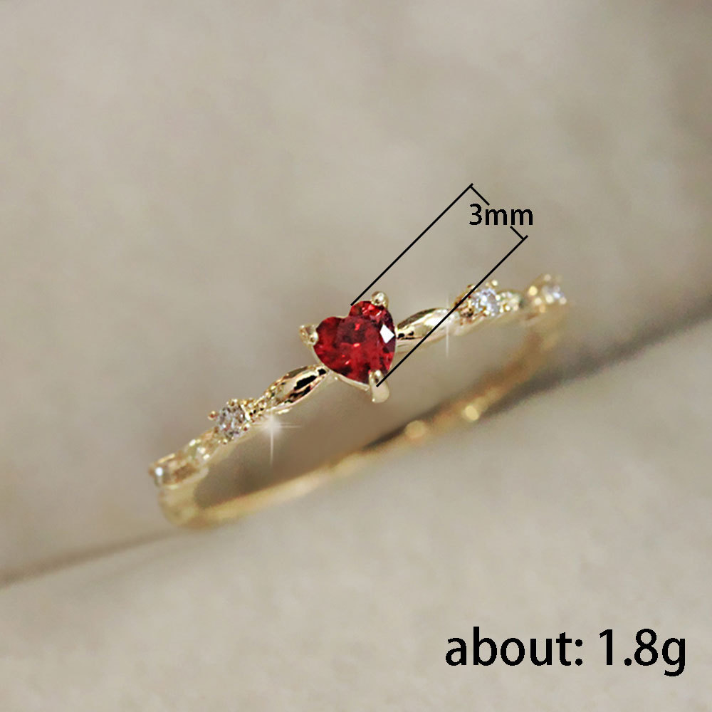 Copper IG Style Shiny Inlay Heart Shape Zircon Rings display picture 1