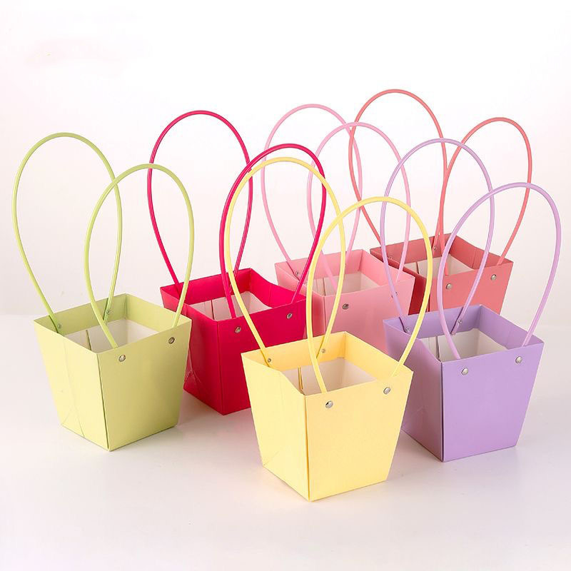 Caja de Flores Trapezoidal Cuadrada para Macarons, Bolsa de Regalo Tipo Bolso