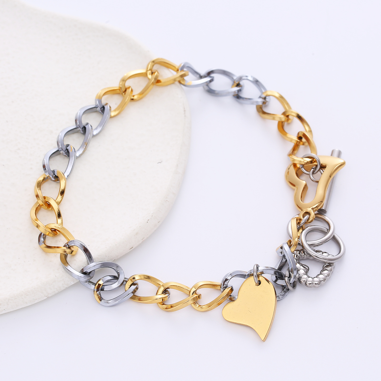 Fashion Heart Shape Stainless Steel Plating Bracelets 1 Piece