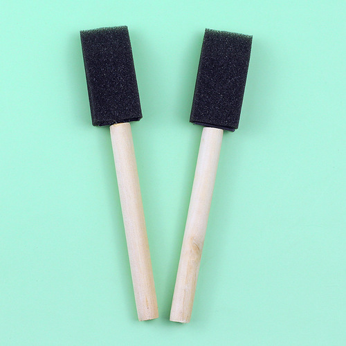 Children's early education DIY graffiti sponge shovel Wooden handle black flat head painting paint sponge brush art supplies