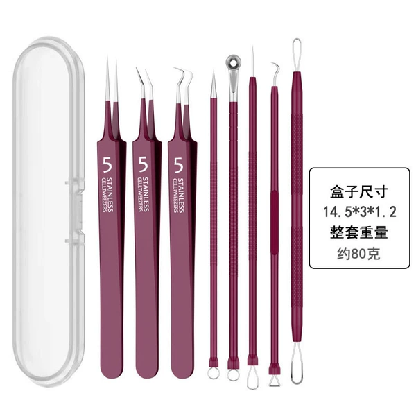 Rose red C style 4-pin + 5.0 double pressure + No. 5 3 clip + plastic box
