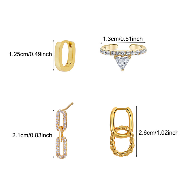 Triangular Diamond Earcuffs For Women Non-pierced Luxury Design_voghion.com