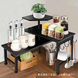 木质调料架厨房墙角调味罐香料整理架茶水间水杯茶叶收纳架调料架
