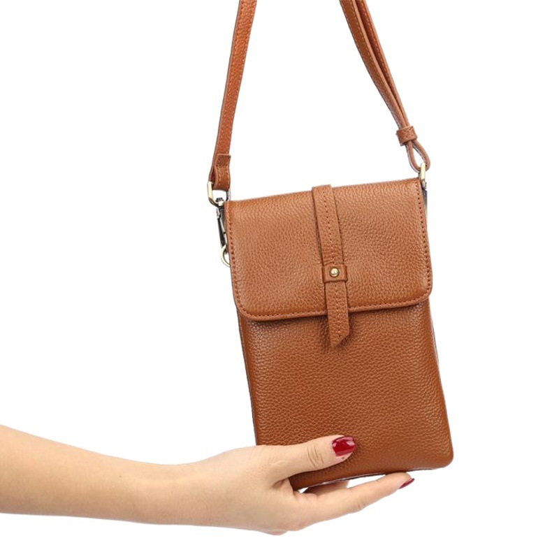 Cruzar la primera capa de piel de vaca de cuero suave simple bolsa de moda versátil bolso de hombro de las mujeres bolsa de mensajero de cuero genuino bolso de teléfono para las mujeres