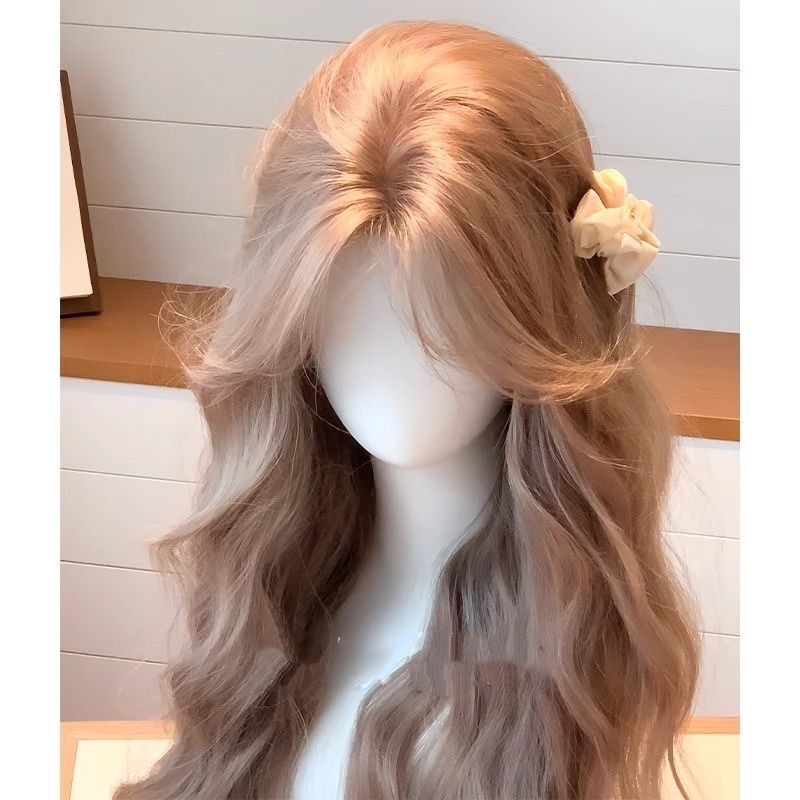 Connie [Fluffy Bunny] Sladká a roztomilá vodní vlnka Síťka na dlouhé vlnité vlasy Celebrity Lolita Face-Lifting Paruka pro snížení věku celé hlavy
