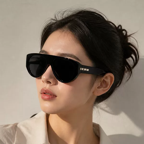 New Style Pilot Large-Frame Protective Sunglasses for Women, Anti-Uv, Fashionable, Retro, High-End, European and American Style Sunglasses