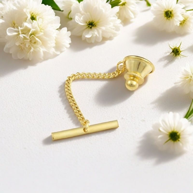 Tie Clip Copper Material Men's Accessories Silver Gold Amazon Round Head Cap with Chain Tie Clips