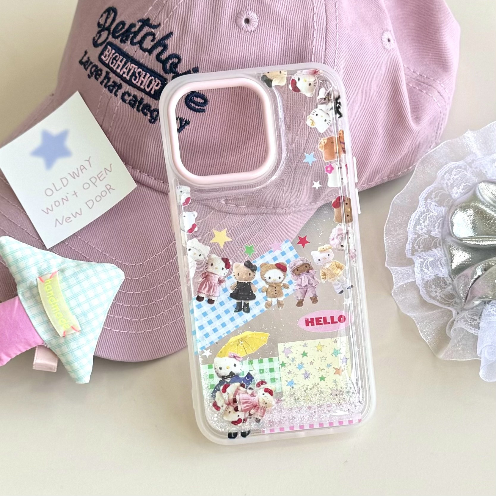 Chica corazón arenas movedizas estrellas gato a cuadros para Apple 16ProMax nicho 15/14 nuevo 13 Huawei P70P