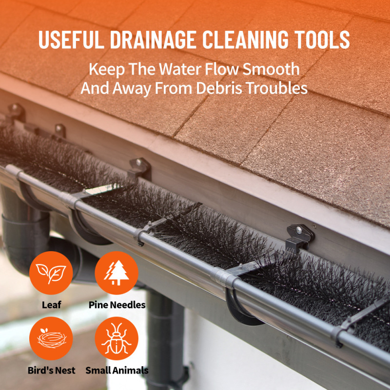 Eaves brush anti-blocking roof row gutter brush sink brush good flexibility stainless steel pipe eaves brush