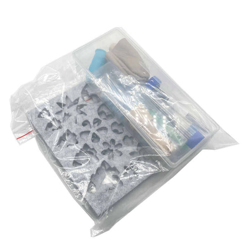 Fieltro de lana plantilla DIY herramientas de aguja de silicona caja de almacenamiento guinda de dedos de silicona madera sólida ocho aguja conjunto