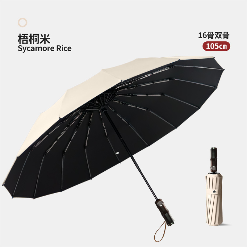 新款三折自动双龙骨男款折叠太阳伞超大号防晒防风晴雨两用双人伞|undefined