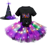 Детская забавная юбка на Хэллоуин, светящийся костюм ведьмы, юбка с черепом ужасов, праздничное платье, реквизит, костюм