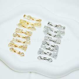铜镀18K真金几何手工连接项链扣头 白金色DIY饰品收尾项链连接扣