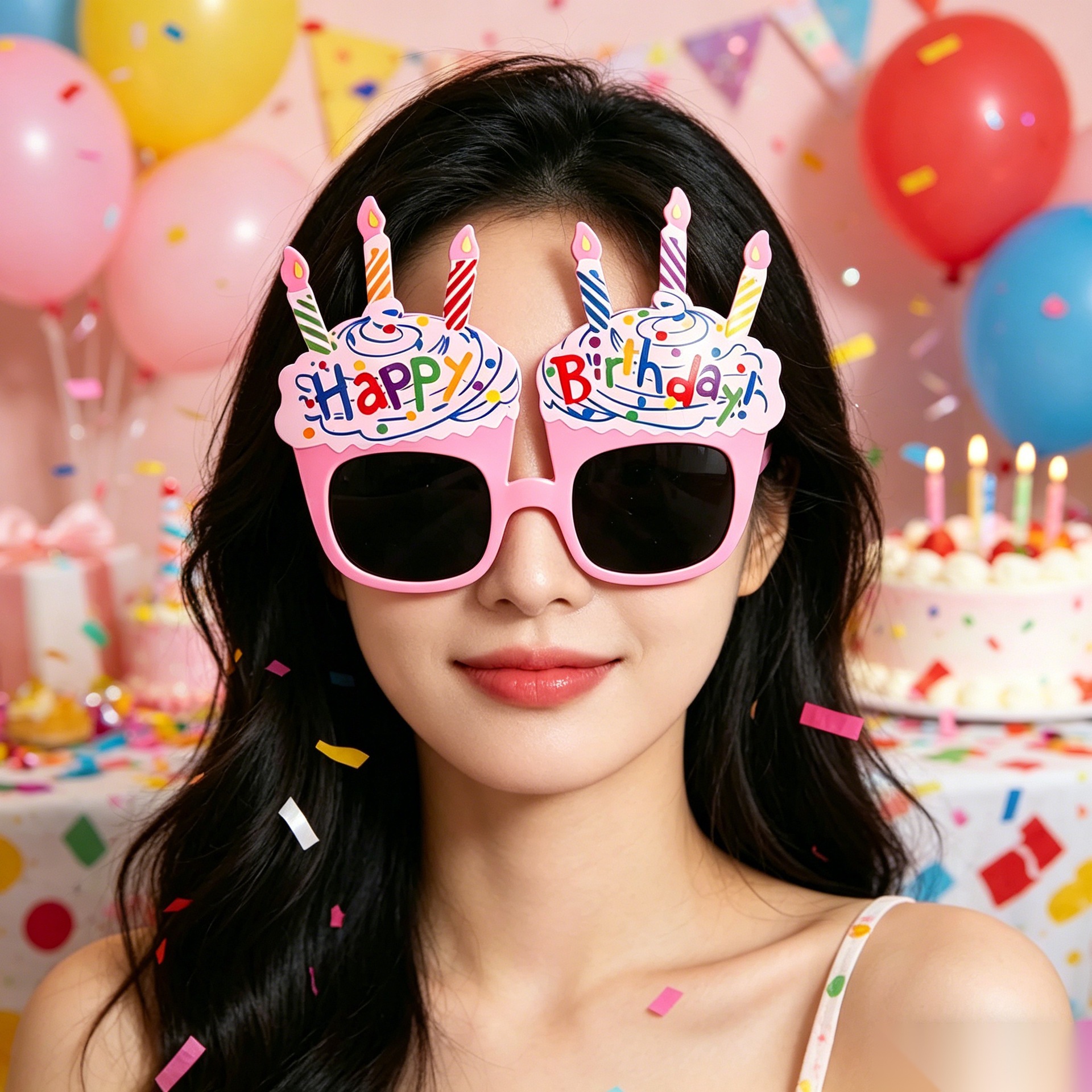 Cumpleaños temático fiesta gafas extrañas feliz cumpleaños pastel vela gafas de diseño de cumpleaños accesorios de fotos