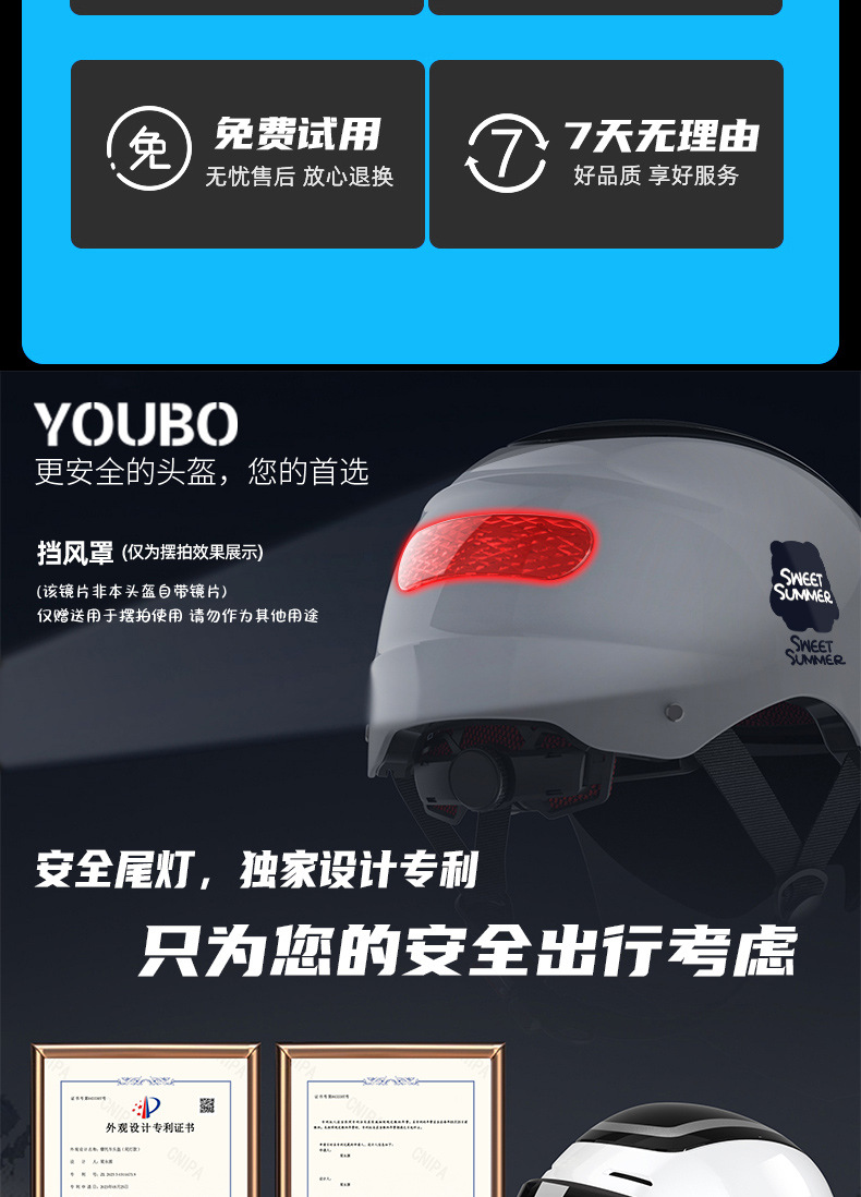 Youbai 3C Certified Electric Motorcycle Helmet Men and Women Winter Double Lens Sunscreen Half Helmet
