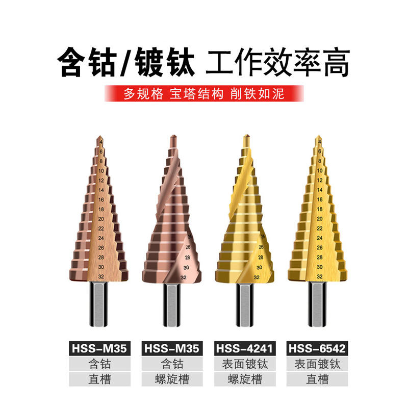 钻头打孔开孔器金属钻孔工具打洞不锈钢铝板锥形木工木板宝塔钻