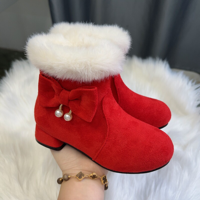 Girls' Boots 2026 Winter New Style Princess Martin Boots Korean Style Low-Cut Short Boots Thickened Small High-Heeled Cotton Boots Girls' Boots 2026 Winter New Style Princess Martin Boots Korean Style Low-Cut Short Boots Thickened Small High-Heeled Cotton Boots
