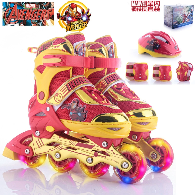 Бренд Skates, мультяшный детский мигающий набор для уличного катания на роликах, восемь кругов