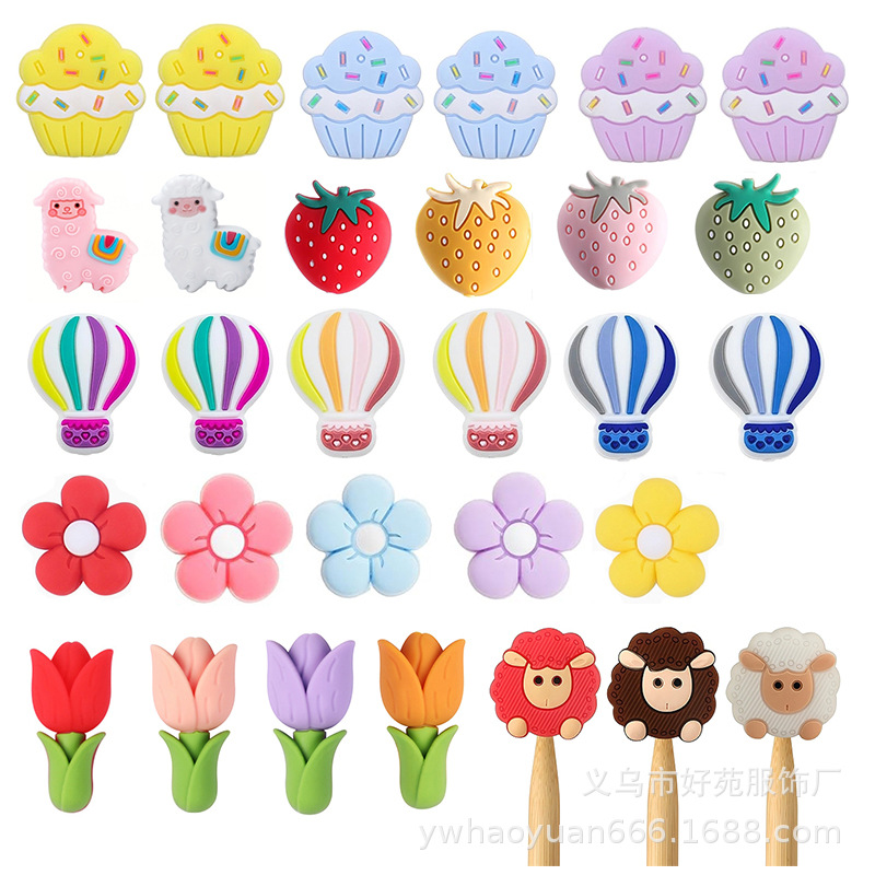 Cartoon Strawberry aguja taponador de agujas suéter aguja tapa DIY mano anti-dispersión aguja taponador de agujas accesorios de crochet aguja tapa
