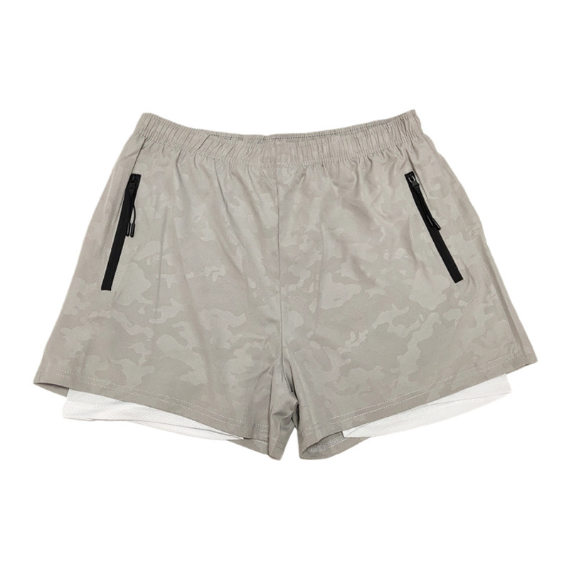 Men's clothing Stretch running sports casual double-layer fitness shorts_viptrois.com