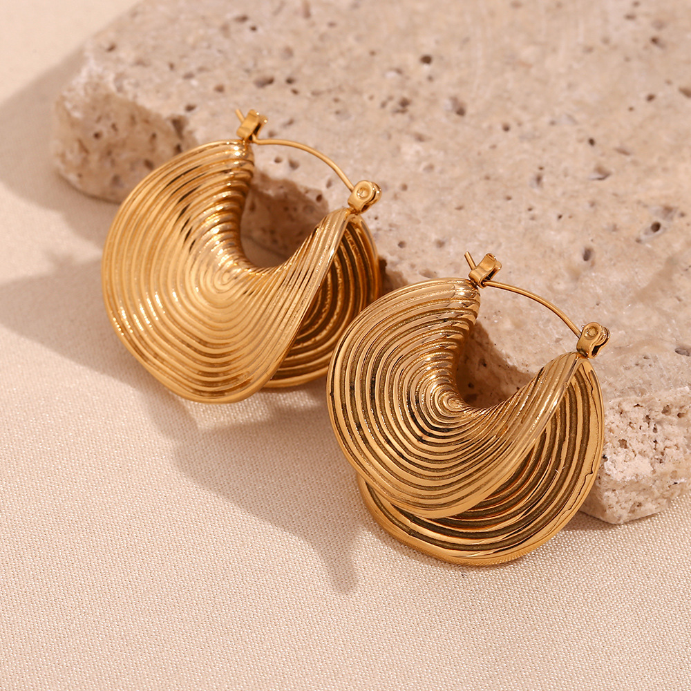 Gold Color Stainless Steel Folded Geometric Earrings