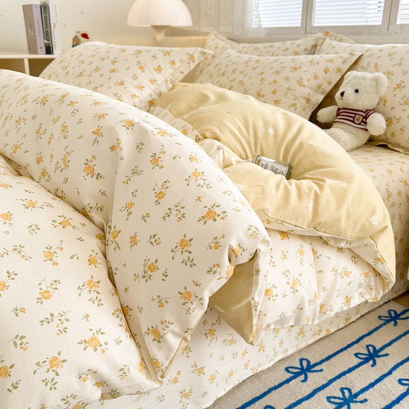 Cama de algodón de cuatro piezas, algodón puro 2025, nueva sábanas domésticas, cama de cama de dormitorio de cuatro estaciones, tres