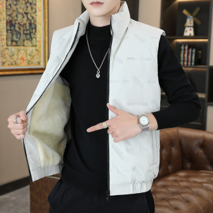 2024 Autumn/Winter Lightweight Toothbrush down Cotton Vest Warm Vest Men's Loose Short Vest Jacket