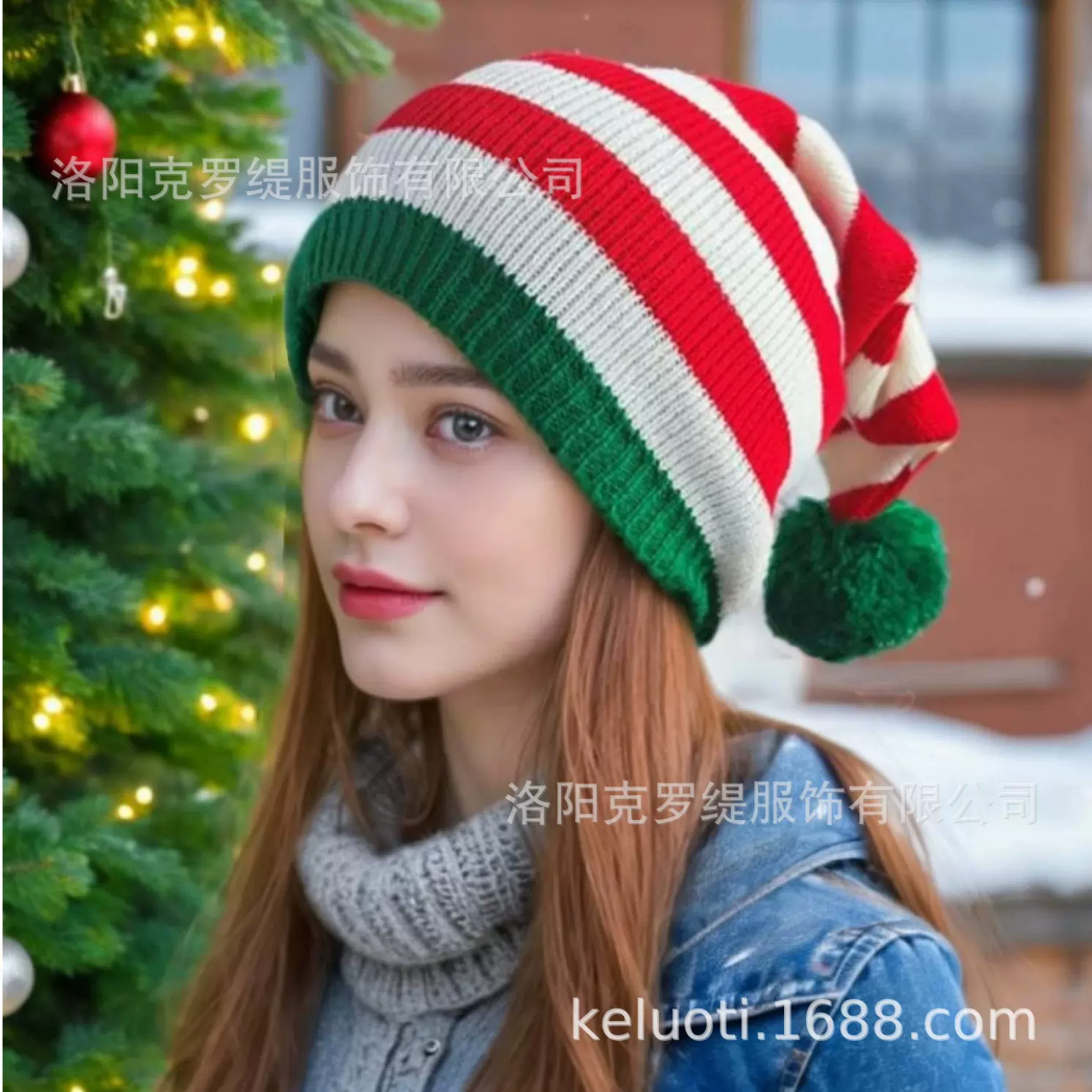 跨境秋冬季新款亲子毛线圣诞帽节日礼物装饰针织毛球帽子厂家直销