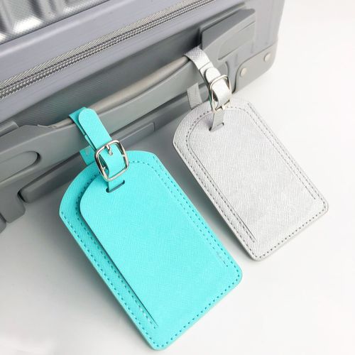 Cross-border multi-color cross pattern oil edge double layer with card paper PU leather strap luggage tag boarding pass