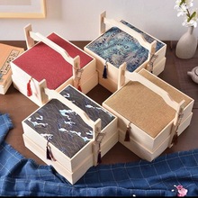 木質雙層四格八格月餅提盒粽子品禮盒批發定做松木正方形盒子