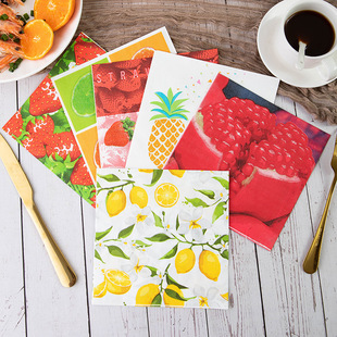 Fruit birthday party theme decorative paper towel cross-border printing napkin assembly celebration square tissue manufacturers wholesale