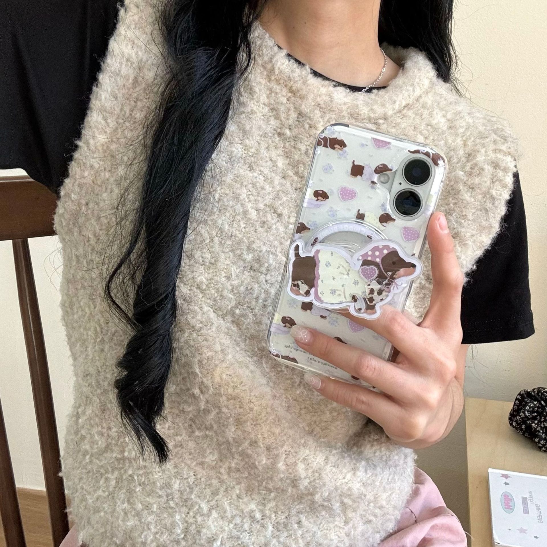 Púrpura gradiente floral lunares amor salchicha perro apple 16Pro nuevo 15PM hembra 14/13 atracción magnética 16PM