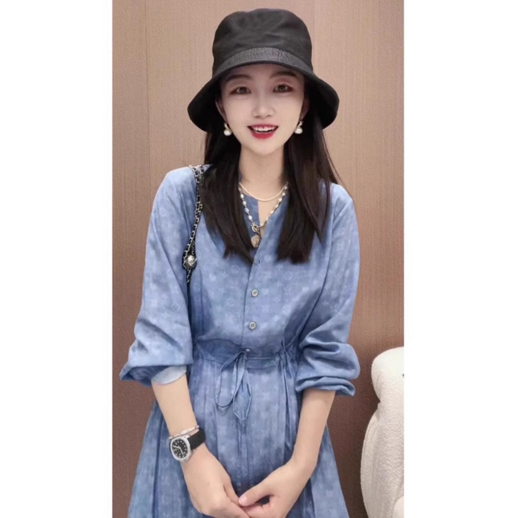 Đầm suông nữ midi mùa hè thiết kế tinh tế độc đáo — Màu xanh lam