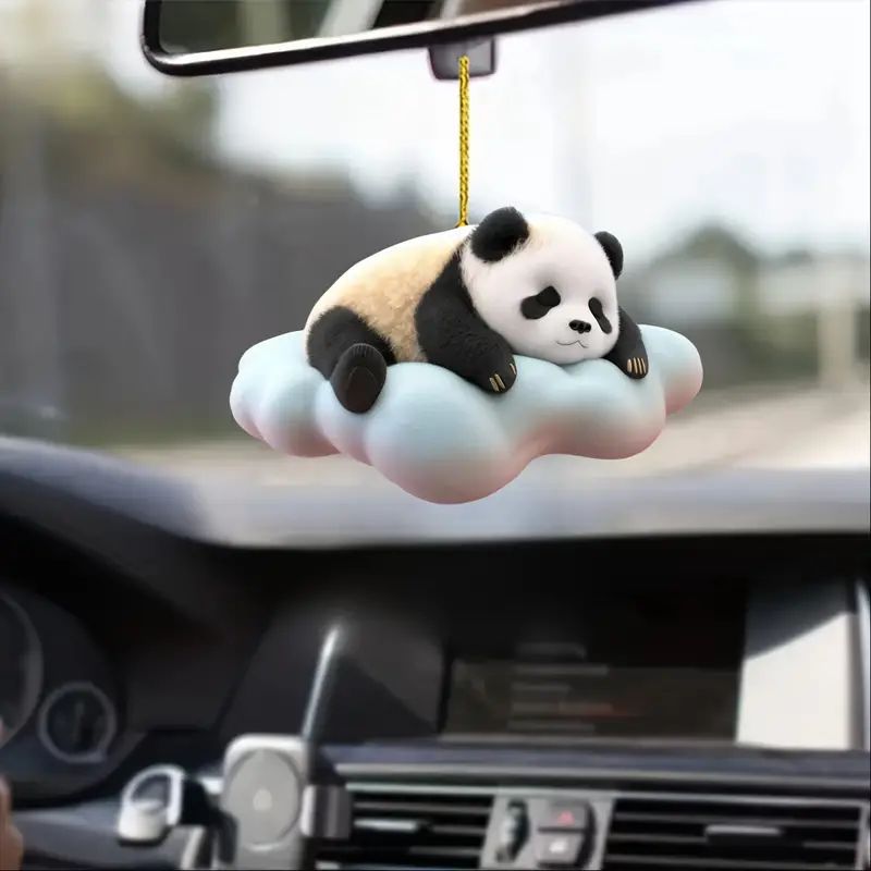 2D acrílico adorable panda pequeño colgante de automóvil plano transfronterizo nuevo colgante de espejo retrovisor colgante para el hogar