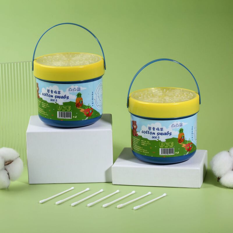 Fun puzzle small barrel 600 baby cotton swabs double disposable ear scoop cleaning care home