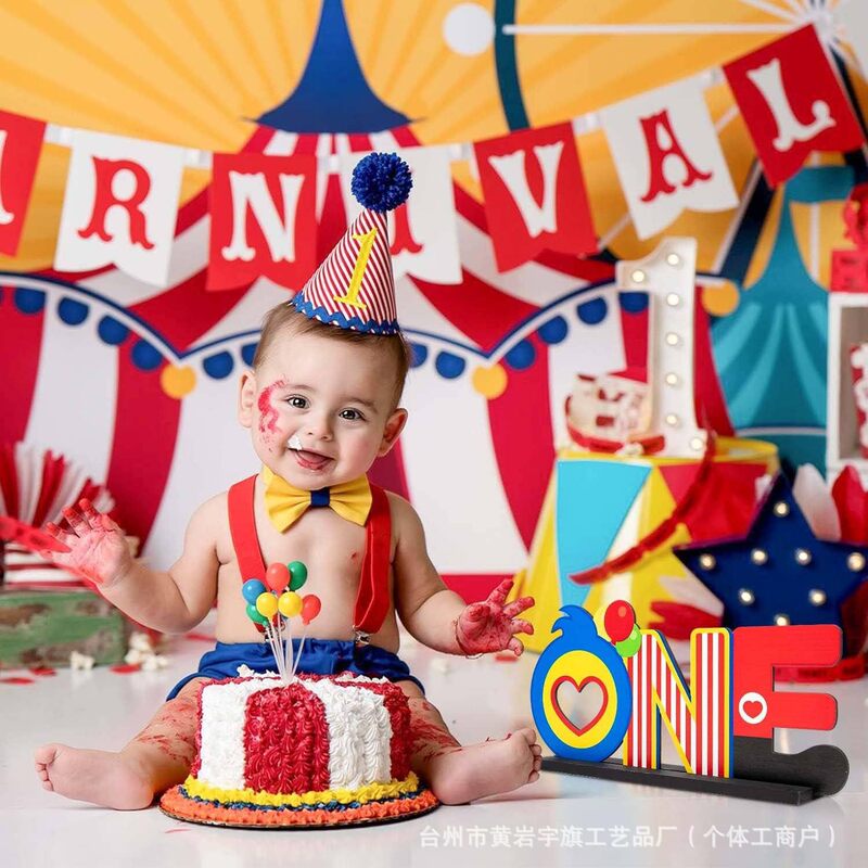 赤ちゃんの1歳の誕生日写真小道具、クリエイティブな誕生日パーティーの装飾、塗装された木製工芸品、子供用木製装飾品|undefined
