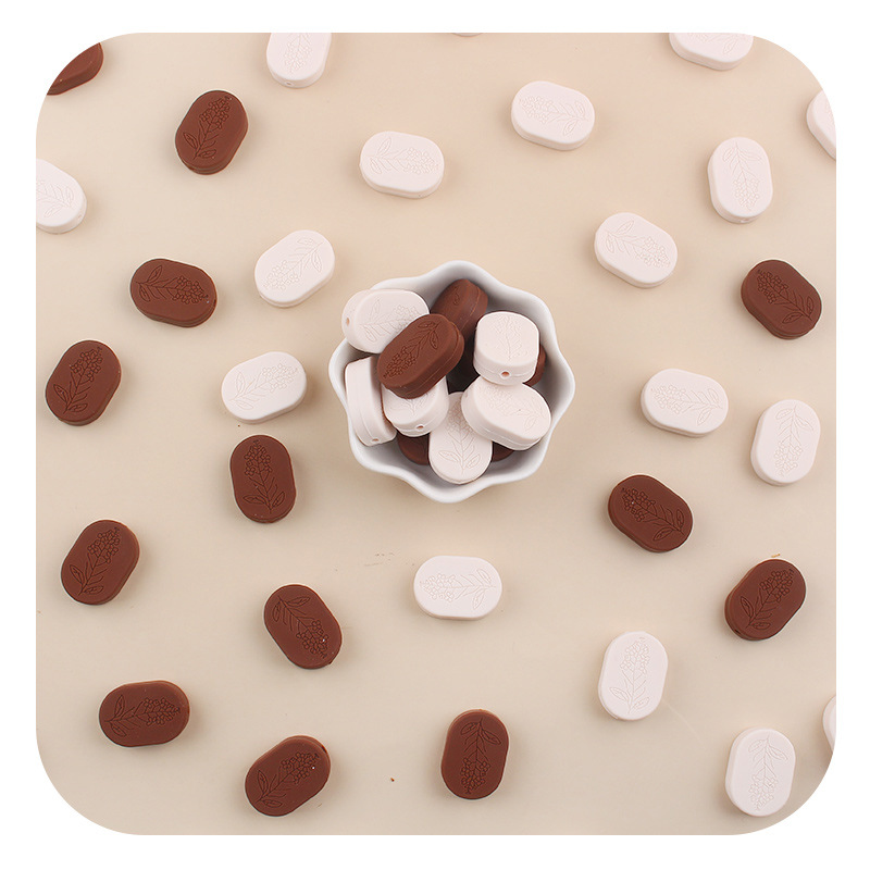 Productos creativos para bebés de bricolaje, forma redondeada, joyería de silicona impresa, cadena de chupete, dientes molares, accesorios de pulsera de mordedor