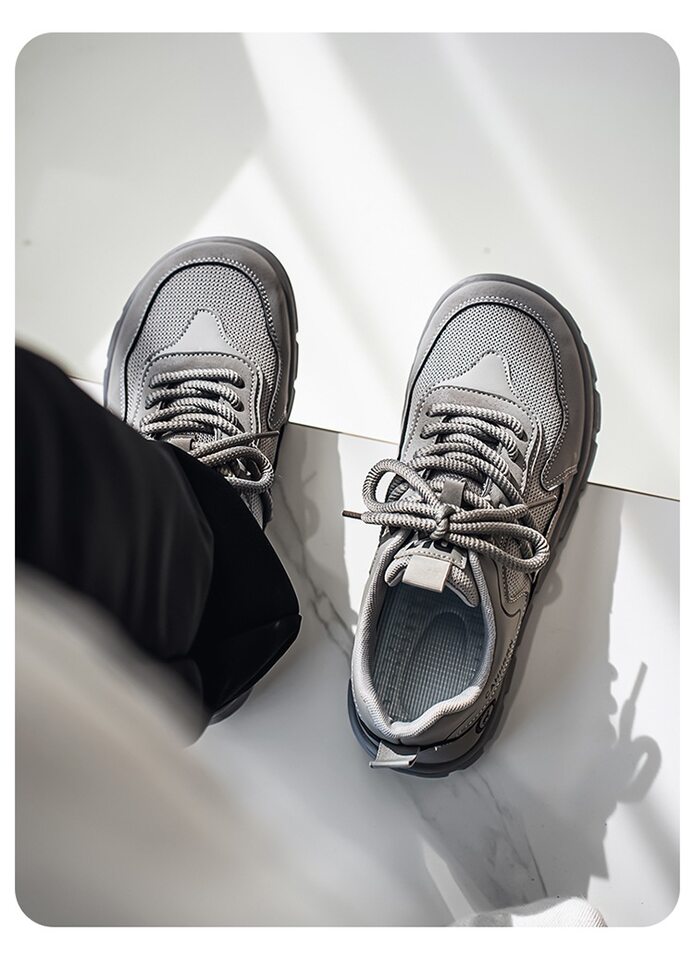 Giày nam mũi rộng thân lưới thoáng khí đế mềm phong cách thể thao casual, gót thấp 1-3 cm — 5019 màu xám, 5019 xám đen, 5019m màu chi tiết 23