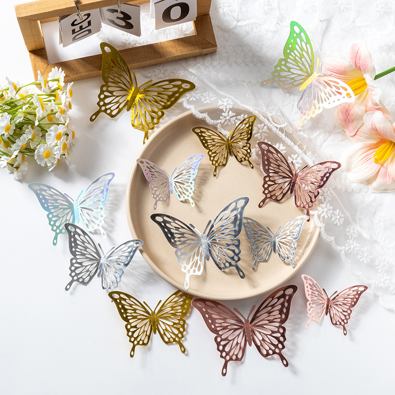 3D estereoscópico mariposa pared decoración de alta sensación autoadhesivo hogar diseño de boda de fondo pegatinas papel pintado diy image 2