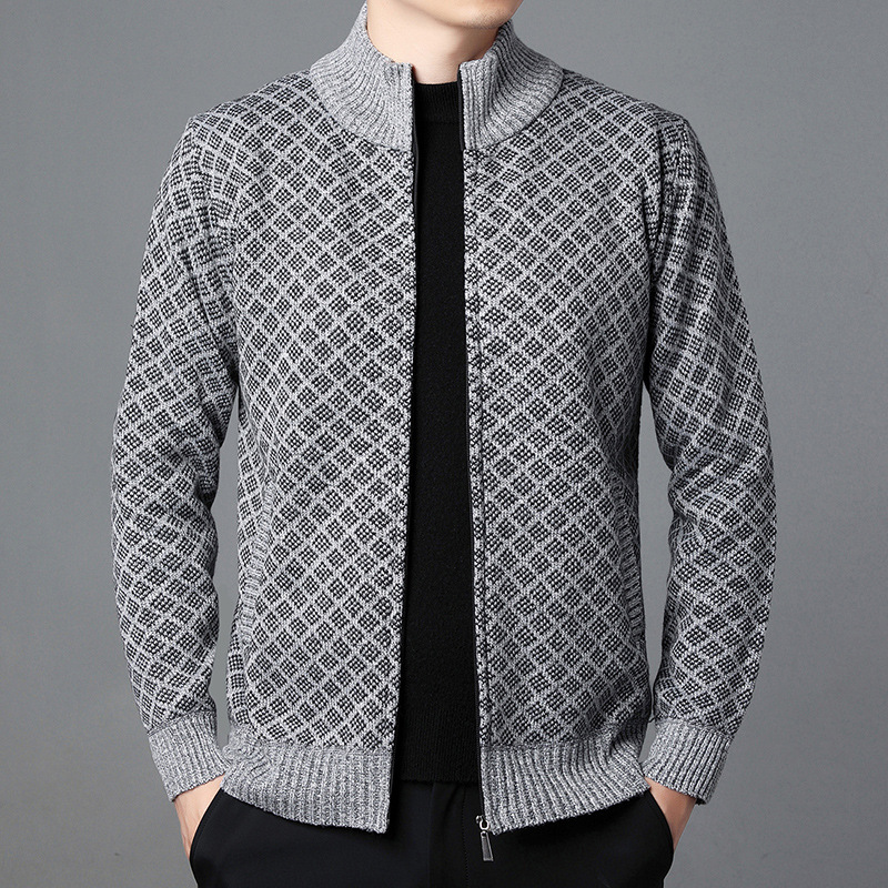 Rebeca transfronteriza medio suéter de cuello alto forrado de lana gruesa abrigo cálido otoño e invierno Nuevo suéter chaqueta de los hombres