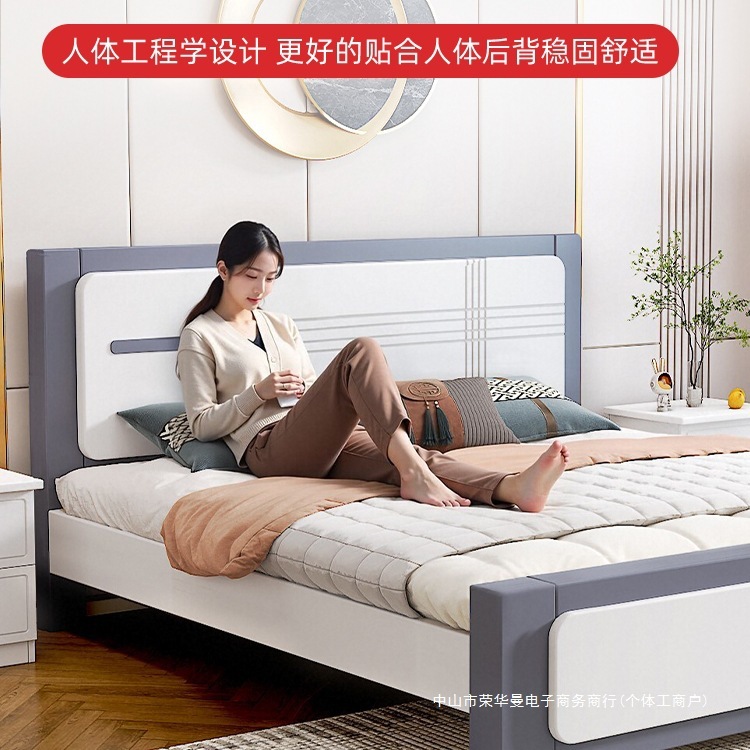 实木床家用主卧1.8双人床北欧1.5米新款出租房用1.2m储物单人床架|undefined